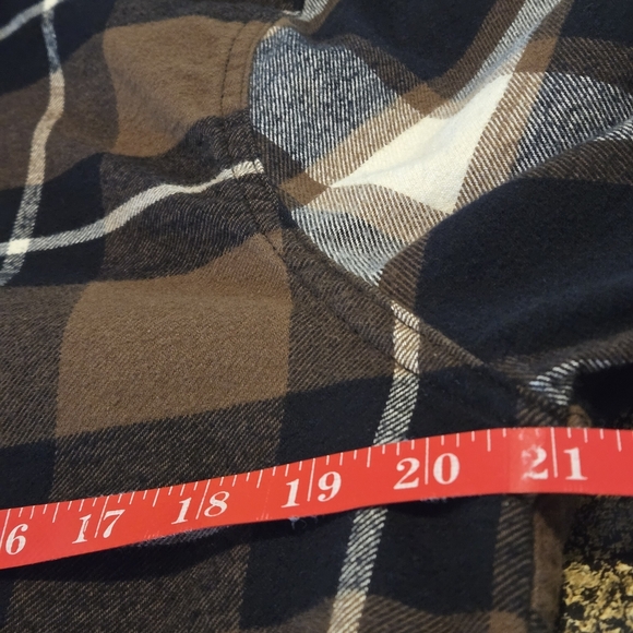 Hollister Women's L Hooded Split Plaid Shacket TwoTone Colorblock Cotton Flannel - Picture 13 of 16